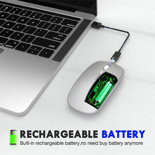 Mouse 2 IN 1 Senza Fili Bluetooth 5.0 e 2.4G | Ricaricabile, USB, PC, Mac - Foto 7 di 12