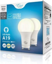 Euri Lighting LED A19 Bulb 4000K 8W 800lm 4 Pack