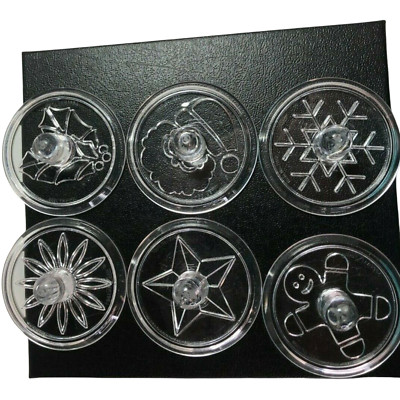 6 Vtg Gourmac Shortbread Cookie Cutters Round Clear 1994 Hutzler Baking Stamps