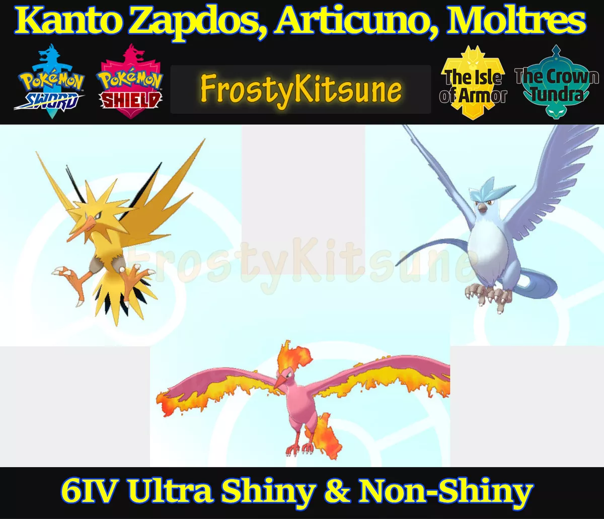 SHINY 6IV Articuno Zapdos Moltres Pokemon Sword and Shield 