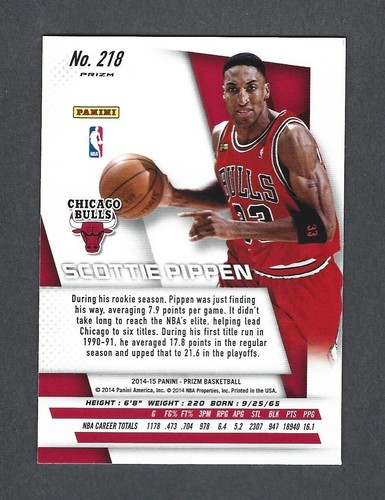 2014-15 Panini Prizm azul verde #218 Scottie Pippen Chicago Bulls - Imagen 2 de 2