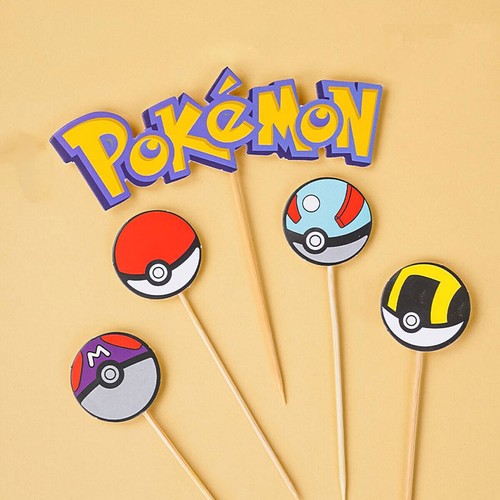 13 PCS/Set Pokemon Cake Decoration Toppers Pikachu Happy Birthday Pokemon AU - Picture 3 of 7
