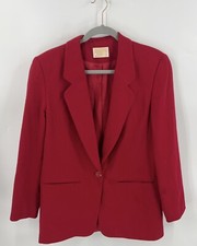 VTG Pendleton Blazer Sz 10 Red Virgin Wool Solid Career Suit Jacket Made in USA