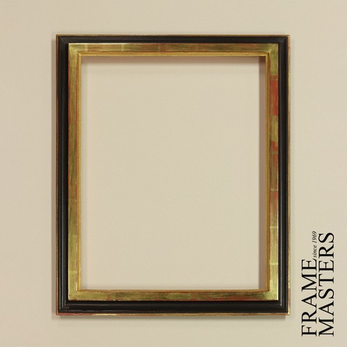 9x12 to 16x20 Solid Wood Picture Frame Gilded in 22k Gold Leaf Top Black Panel - Picture 2 of 5