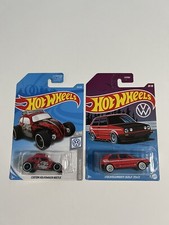 2022 Hot Wheels Volkswagen Golf MK2 Red Walmart Exclusive and CUSTOM BEETLE