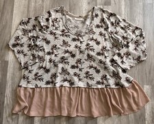 Living Doll Los Angeles Size 3X Tunic Gray Lace Gauze Ruffle Hem Top