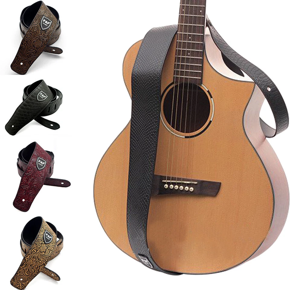 Guitar Strap PU Leather Basses adjustable Acoustic Electric Classic Luxury Soft - image 2 of 4