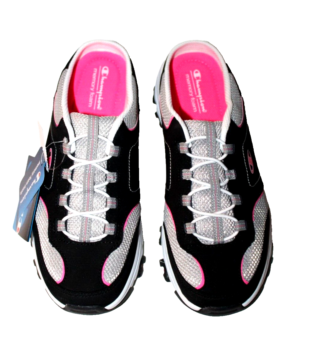 Champion Women's Mule Black Pink Slip-on Sneakers #175155