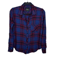 Rails small hunter raspberry blue red plaid long sleeve button down shirt womens