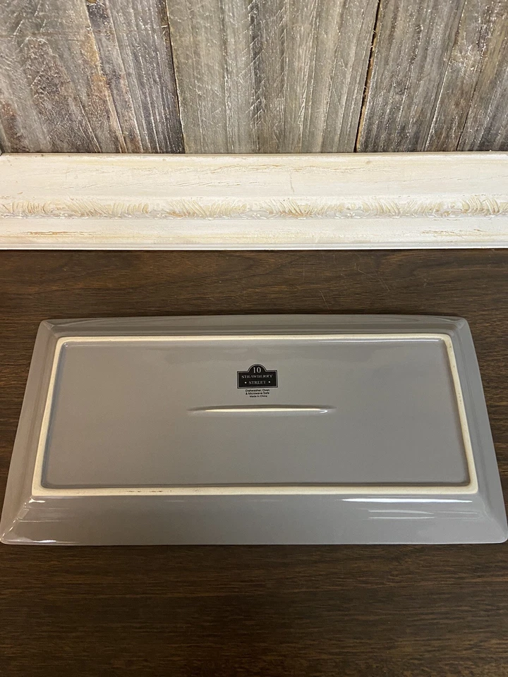 10 STRAWBERRY STREET Nova Gray Ceramic Tray Platter Appetizer Dish New! - Image 2 of 4