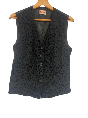 Vintage Betty Barclay Black Floral Blazer and Matching Waistcoat - UK 12 - Picture 4 of 7