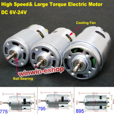 Large Torque RS-775 & RS-795 RS-895 Motor DC 6V 12V 18V 24V High Speed DC Motor