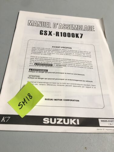 Suzuki GSX-R1000 K7 Gsx-R 1000 Instruction Preparation Setup Manuell Montage - Afbeelding 1 van 7
