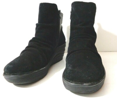 BIONICA Gilford WMNs 8M Black Suede Leather Slouch Zip Ankle Booties Boots