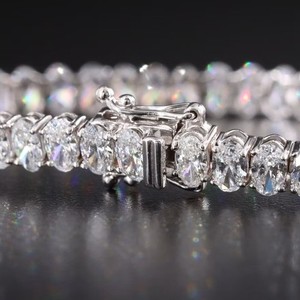 Authentic Oval Cut Moissanite Tennis Bracelet for Women's 925 Sterling Silver Gold Plated