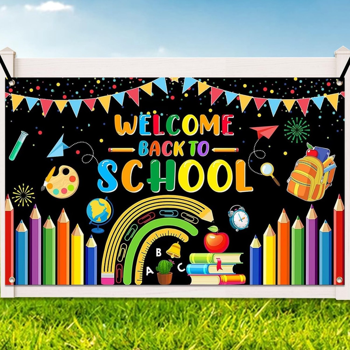 Schulanfang Banner 300x50cm - 'Alles Gute Zum Schulanfang' Deko Für Klassenzimmer, Hinterhof & First Day Of School