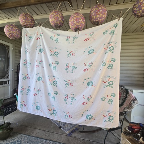 VTG STARTEX STARFIELD tablecloth floral Linen 54”x48” - Picture 6 of 11