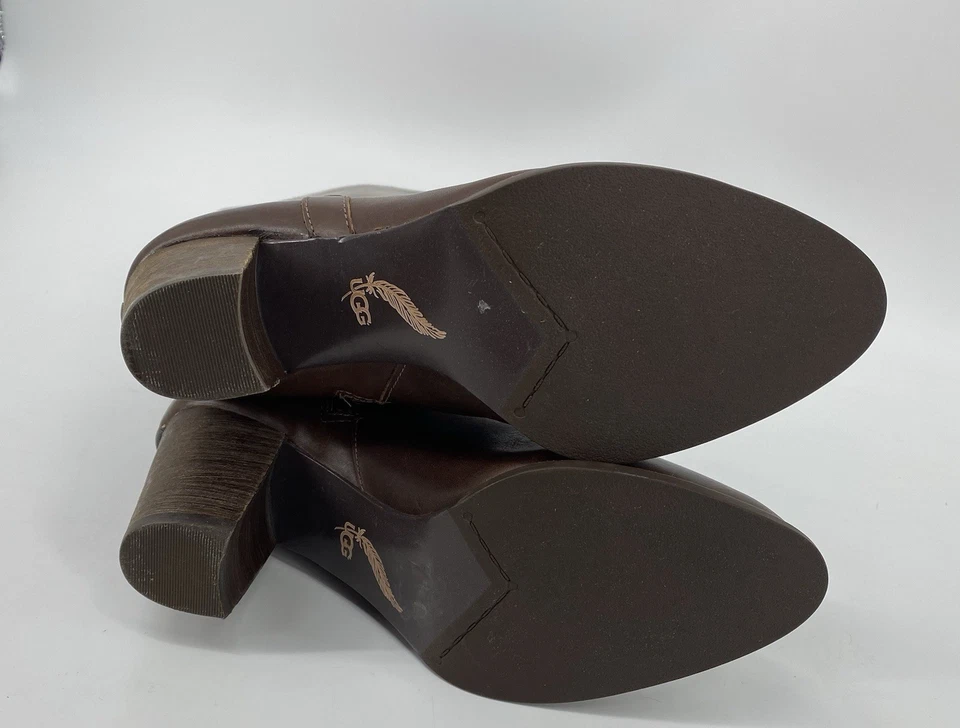 UGG Leather Preowned Brown  Knee High Zip Wedge Heel Boots Size 8 EUC - Image 4 of 4