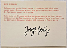 Joseph Beuys: Autograph auf Einladung zu Ausstellung, München 1980