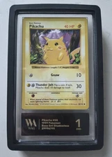 WAG Graded 1 Slab Pikachu 58/102 Base Set Shadowless Red Cheeks Pokemon Vintage