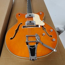 New Semi-Hollow Body Electric Guitar Orange Finish Bigsby Tremolo HH Pickups