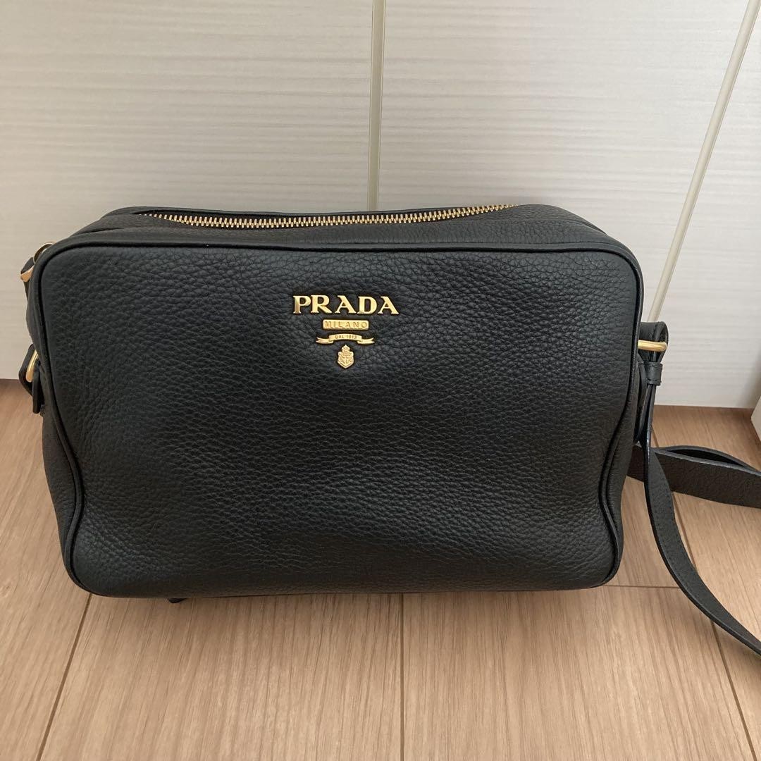 Prada Black Leather Shoulder Bag for Women