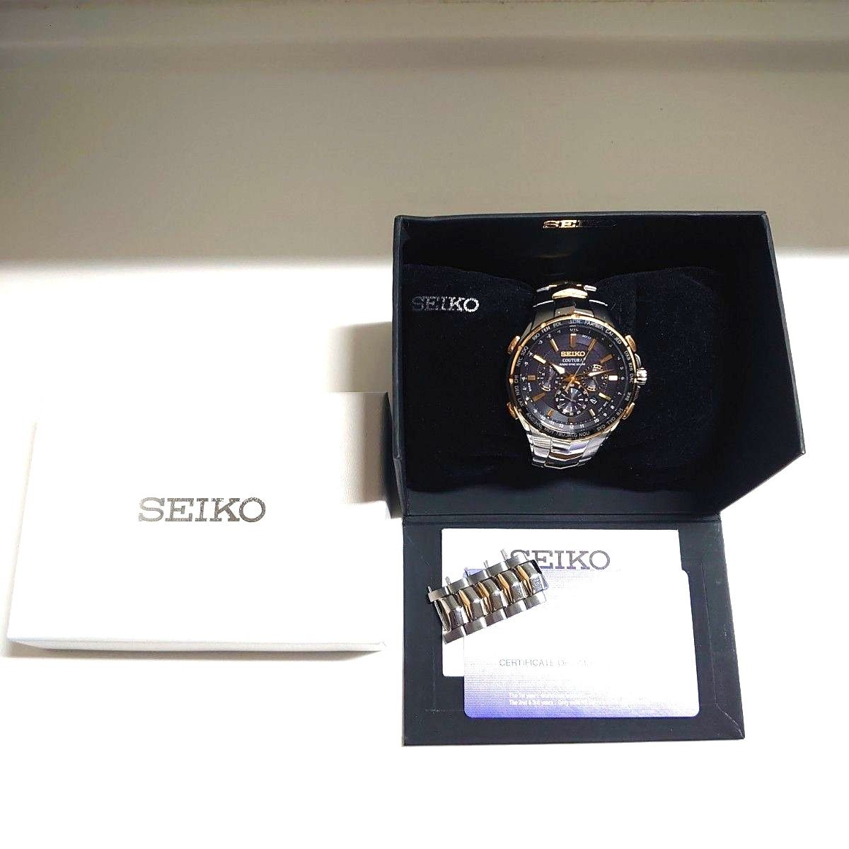 [Excellent] Seiko Coutura SSG010 Solar Radio Chronograph Black Dial From Japan image 4
