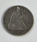 1869 P Seated Liberty Half Dollar Holed