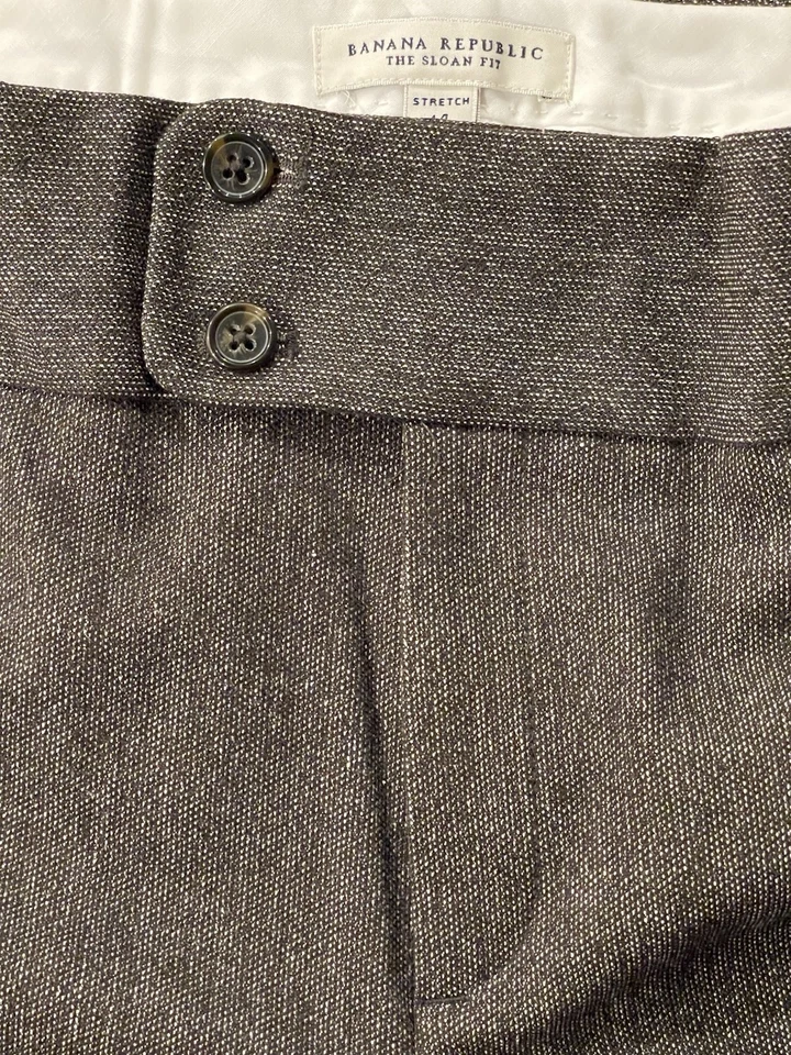 Pantalones acampanados cortos Banana Republic Sloan Fit marrón tweed talla 14 elásticos nuevos con etiquetas Foto 4 de 4