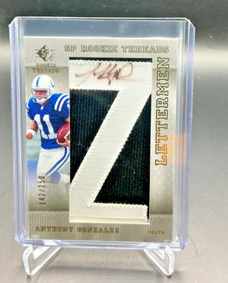 2007 SP Authentic Letterman ANTHONY GONZALEZ Patch AUTO 142/250 Colts