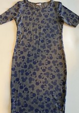 Disney LulaRoe Julia Dress Womens Small Grey W/Blue Mickey Minnie Mouse Midi