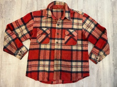 Vintage 70s Flannel Shirt Plaid Dagger JCPenny Anchor Thick Heavy MG Weight L/XL