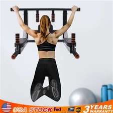 Multifunctional Wall Mounted Pull Up Chin Up Bar Dip Station Power Rack Black