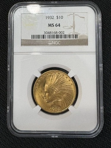 1932 $10 Gold Indian Head Eagle NGC MS64