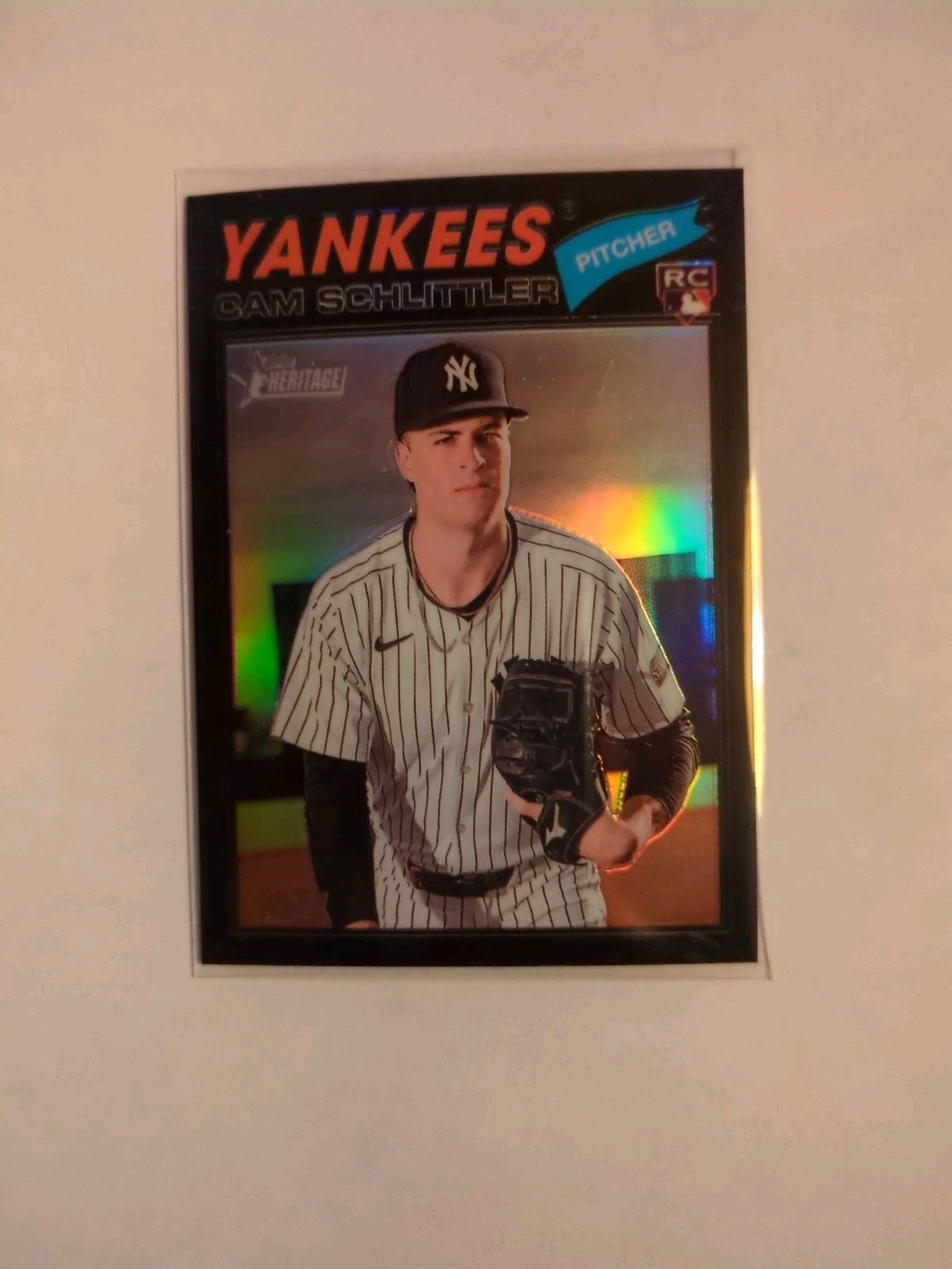 CAM SCHLITTLER 2026 TOPPS HERITAGE CHROME #222 BLACK REFRACTOR ROOKIE RC /77