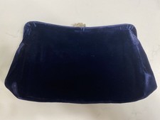 Garay vintage Beautiful blue satin evening clutch purse w/rhinestone clasp