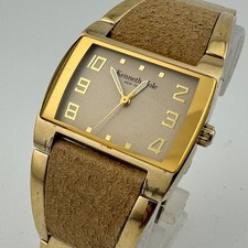 Kenneth Cole Quartz Watch KC4432 Women Gold Tone Steel Barrel New Battery 6.75"