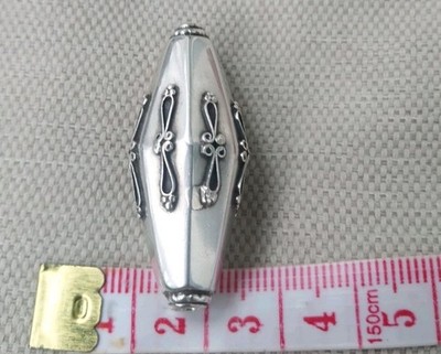 Large Vintage Bali 925SS Sri Lanka Focal Bead 35mm×13mm