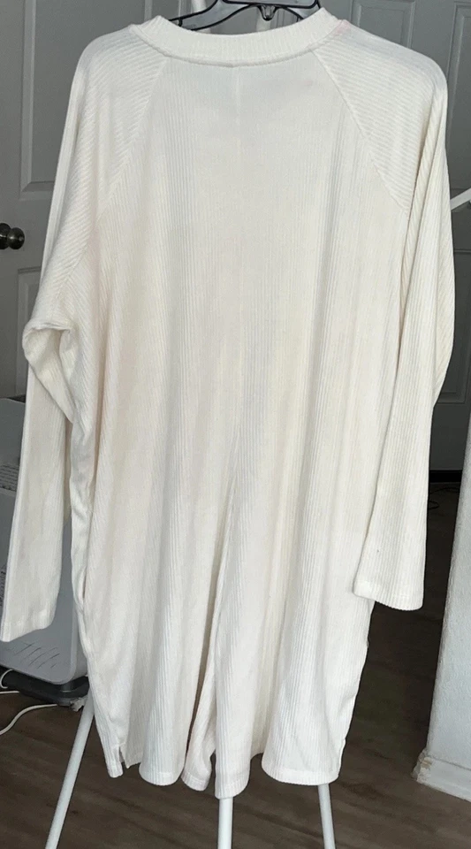 Mameluco de pijama Henley de franela polar liso marfil azul marino antiguo talla XXL Foto 4 de 4