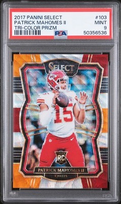 2017 PANINI SELECT TRI-COLOR PRIZM PATRICK MAHOMES II ROOKIE RC 49/149 PSA 9