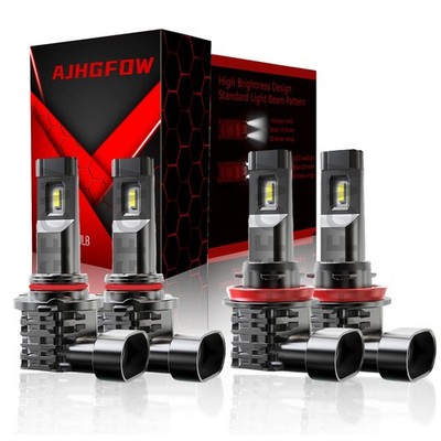 4-Side 200W Combo Car LED Lamps 9005 + H11 High Low Beam Bulbs Super Bright