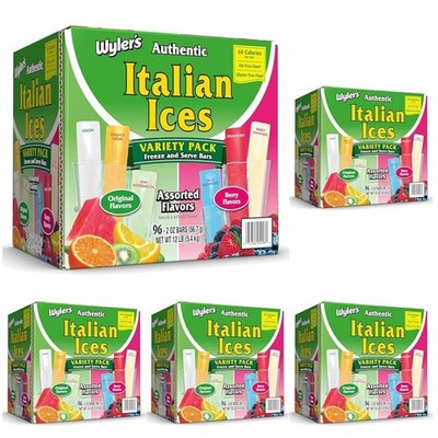 Italian Ice Freezer Bars, Assorted Flavors, 96 ct, Pack of 5