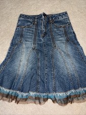 Mary-Kate and Ashley Denim Skirt Girl Size 8 Knee Length Ruffle Hem