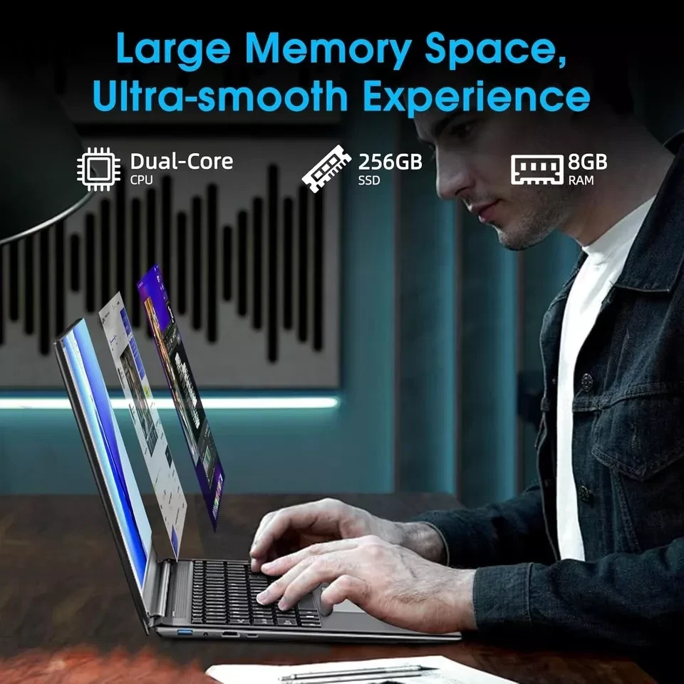 Portátil SGIN 17,3 pulgadas Celeron doble núcleo hasta 2,8 GHz 8 GB RAM 512 GB SSD FHD Foto 3 de 4