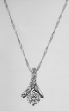 Sterling silver and classic cut crystal pendant necklace 18" chain