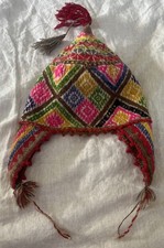 Children  s Peru Chullo Woven Alpaca/Wool Hat Ear Flap Tassel Andean Mountain Hat