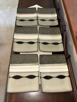Lot 6 Sango Black Prelude Dinner Plates 4508 Rectangular 12 x9.5  Geometric