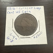 1816 1c Coronet Head Large Cent - VG