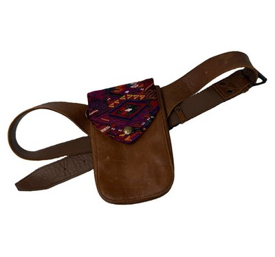 Nena & Co. Revived Hip Satchel OOAK Vintage Huipil Cafe Leather 
