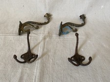 (4)  Vintage Art Deco Victorian Iron Metal Hat & Coat Hooks Hangers Great Patina